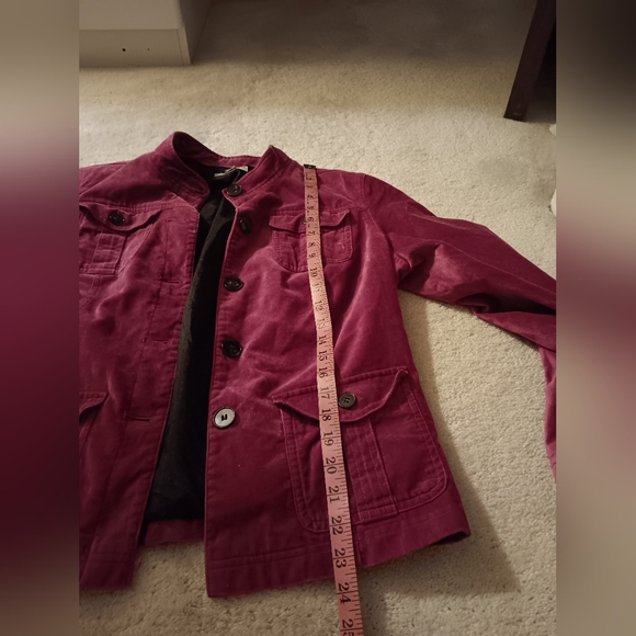 Covington~Vintage Purple Magenta Button Down Velvet Utility Jacket - Picture 10 of 13